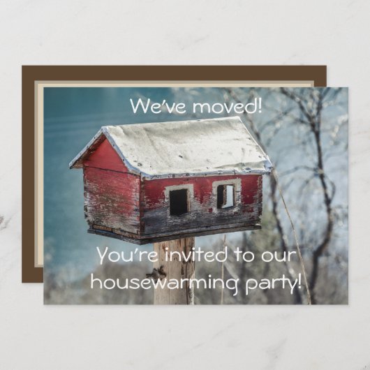 引っ越し祝いパーティーの新しい家か住所おもしろいな招待状 招待状 (正面/裏面)