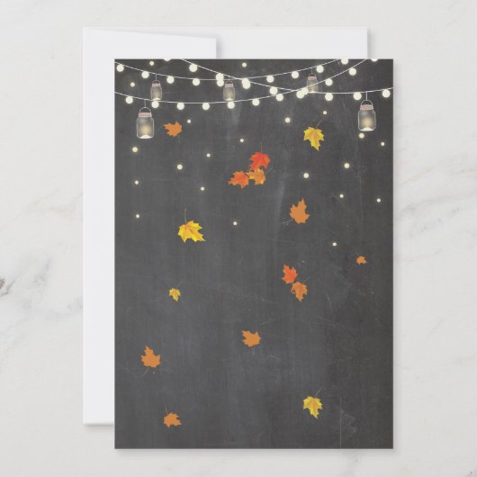 引っ越し祝いパーティーの甘い家の秋のチョークの葉の招待 招待状 (裏面)