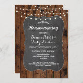 引っ越し祝いパーティーの素朴なライト木製のチョークの招待 招待状 (正面/裏面)