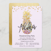 引っ越し祝いパーティーアロハルアウ（ハワイ式宴会）ハワイアンパーティの招待状 招待状 (正面/裏面)