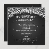 引っ越し祝いパーティーエレガントパーティーアきらめくーチブラック 招待状 (正面/裏面)