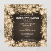 引っ越し祝いパーティーエレガントパーティー金ゴールドきらめくライト 招待状 (正面/裏面)