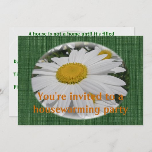 引っ越し祝いパーティーオキザイデイジーワイルドフラワー 招待状 (正面/裏面)