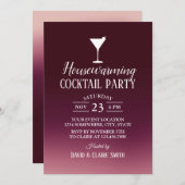 引っ越し祝いパーティーカクテルパーティーバモダンルガンディグラデーション 招待状 (正面/裏面)