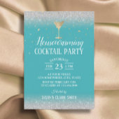 引っ越し祝いパーティーカクテルパーティーモダンターコイズ 招待状