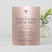 引っ越し祝いパーティーカクテルパーティー赤面バラ金ゴールド 招待状 (スタンド正面)