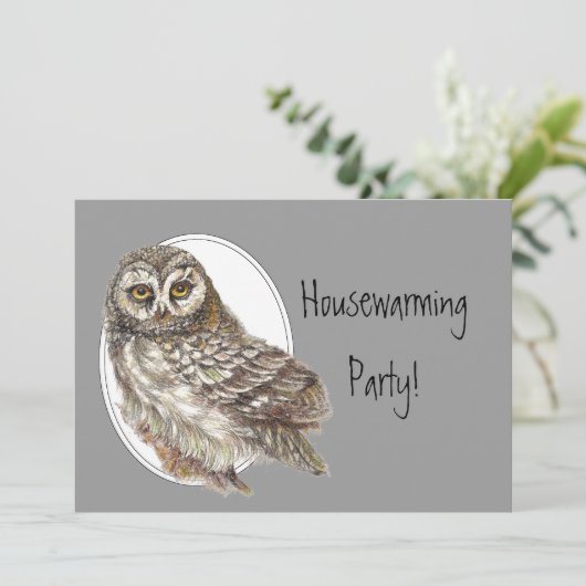 引っ越し祝いパーティーカスタムパーティー招待状フクロウ 招待状 (スタンド正面)