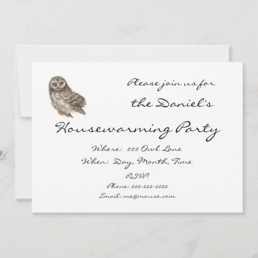 引っ越し祝いパーティーカスタムパーティー招待状フクロウ 招待状 (裏面)