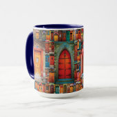 引っ越し祝いパーティーカラフルトラベル用パパドアコラージュ マグカップ (正面左)