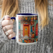 引っ越し祝いパーティーカラフルトラベル用パパドアコラージュ マグカップ
