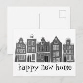 引っ越し祝いパーティーキュートハウスアムステルダムトラベルB&W ポストカード (正面/裏面)
