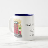 引っ越し祝いパーティーギフト、新しい住宅所有者、新しい家のマグ ツートーンマグカップ (正面左)