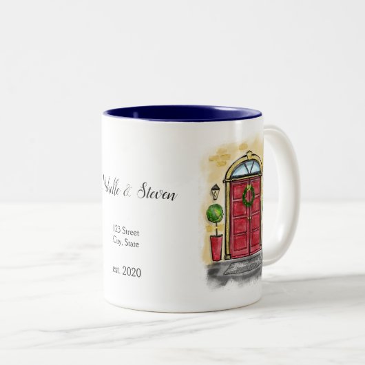 引っ越し祝いパーティーギフト、新しい住宅所有者、新しい家のマグ ツートーンマグカップ (正面右)