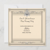 引っ越し祝いパーティークリームホワイトシャンパンシャンデリア 招待状 (裏面)