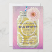 引っ越し祝いパーティーサマーレモネードメイスンジャールウォーター色 招待状 (正面)