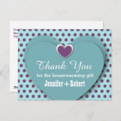 引っ越し祝いパーティーサンキューハートドットB03アクア ポストカード (正面/裏面)