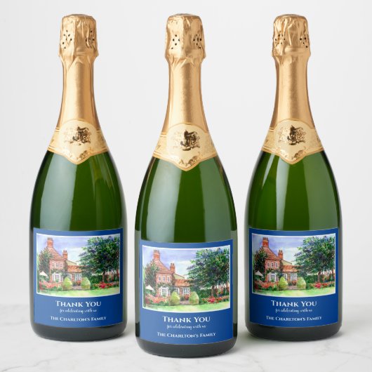 引っ越し祝いパーティーザマナーハウスヨークイングランドガーデン スパークリングワインラベル (ボトル)