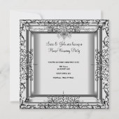 引っ越し祝いパーティーシルバーホワイトシャンパンシャンデリア 招待状 (裏面)