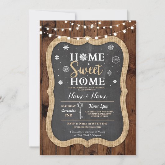 引っ越し祝いパーティースウィートホームクリスマスウィンター招待状 招待状 (正面)