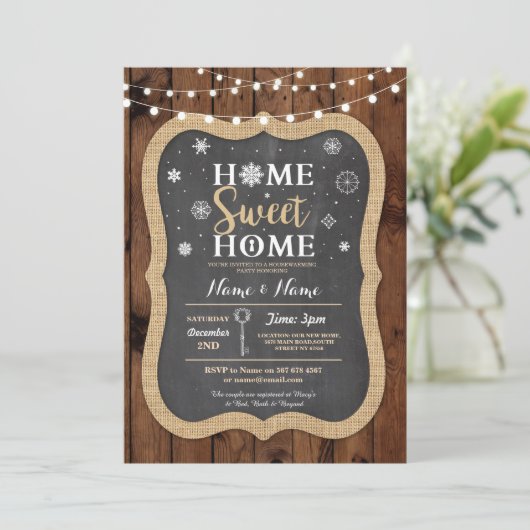 引っ越し祝いパーティースウィートホームクリスマスウィンター招待状 招待状 (スタンド正面)