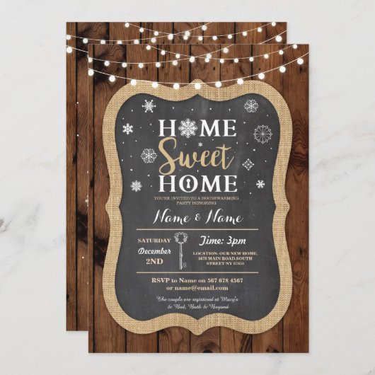 引っ越し祝いパーティースウィートホームクリスマスウィンター招待状 招待状 (正面/裏面)