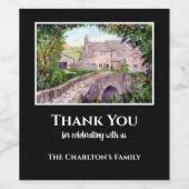 引っ越し祝いパーティーストーンブリッジ水絵画色の ワインラベル (シングルラベル)