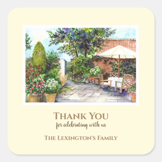 引っ越し祝いパーティーテラスオブザマナーハウスウォーターカラー スクエアシール (正面)