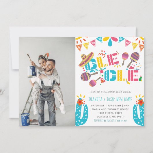 引っ越し祝いパーティーニューホームオーレフィエスタフォト 招待状 (正面)