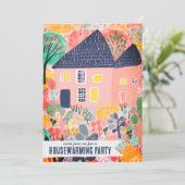 引っ越し祝いパーティーニューホームガーデンウォーターカラーキュートパーティー 招待状 (スタンド正面)