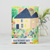 引っ越し祝いパーティーニューホームガーデンウォーターカラーキュートパーティー 招待状 (スタンド正面)