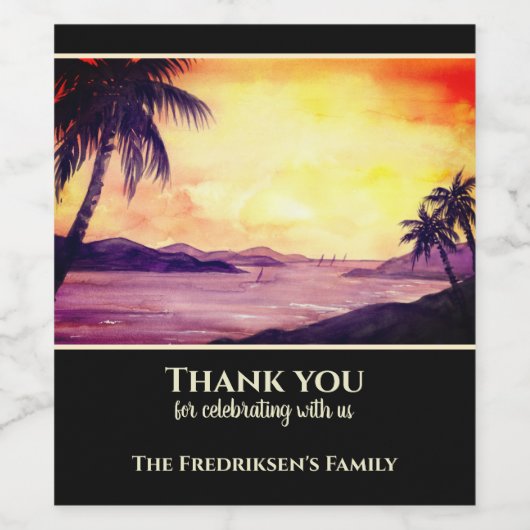 引っ越し祝いパーティーニューホームサンセットイントロピックスウォーターカラー ワインラベル (シングルラベル)