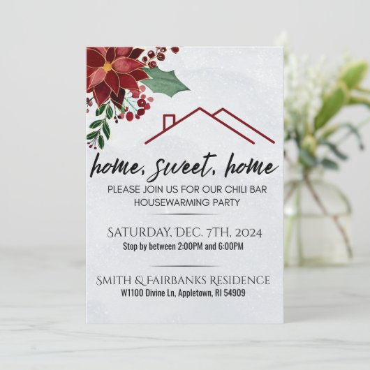 引っ越し祝いパーティーニューホームチリシーズンパーティー招待状 招待状 (スタンド正面)