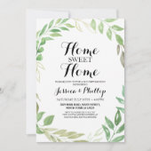 引っ越し祝いパーティーニューホームハウスフォイル離れズグリーン 招待状 (正面)