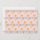 引っ越し祝いパーティーニューホームハウス鍵花模様ピンク 招待状 (裏面)