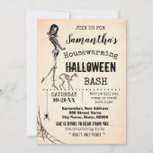 引っ越し祝いパーティーハローウィンパーティガール&キャットスケルトン 招待状 (正面)