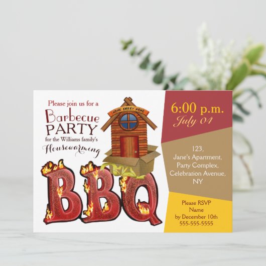引っ越し祝いパーティーバーベキューパーティの招待状 招待状 (スタンド正面)