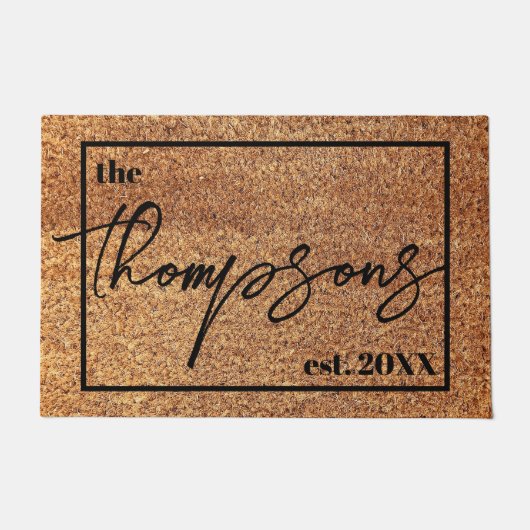 引っ越し祝いパーティーパーソナライズされたの結婚ギフト姓 ドアマット (正面)