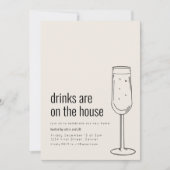 引っ越し祝いパーティーパーティの招待状とシャンパン 招待状 (正面)