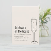 引っ越し祝いパーティーパーティの招待状とシャンパン 招待状 (スタンド正面)