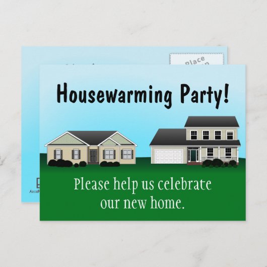 引っ越し祝いパーティーパーティの招待状はがき インビテーションポストカード (正面/裏面)
