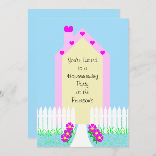 引っ越し祝いパーティーパーティの招待状キュートハウス 招待状 (正面/裏面)