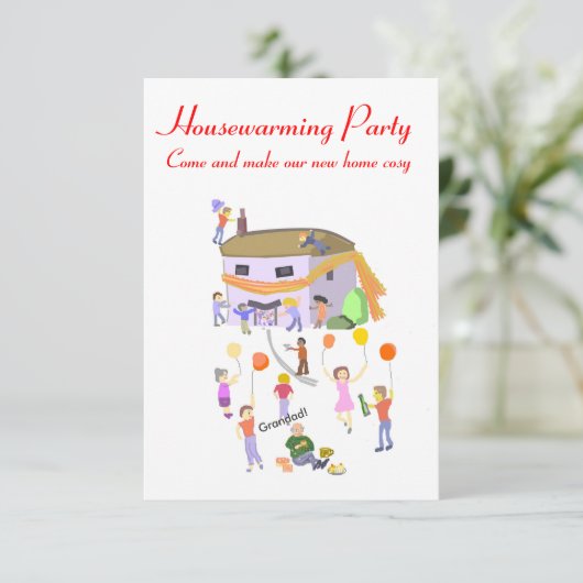 引っ越し祝いパーティーパーティの招待状ズハウスはスカーフに収められている。 招待状 (スタンド正面)