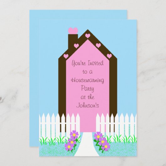 引っ越し祝いパーティーパーティの招待状ハウス招待状 招待状 (正面/裏面)