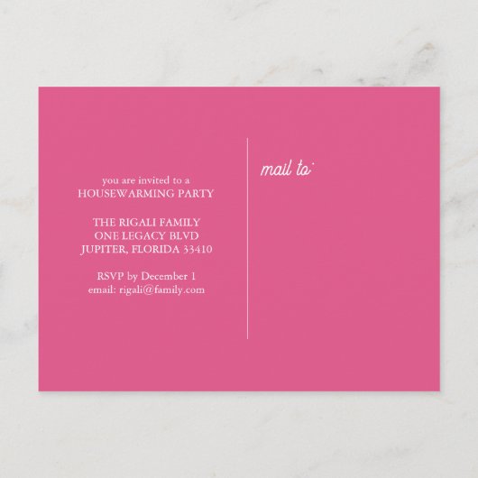 引っ越し祝いパーティーパーティの招待状ポストカードクリスマス ポストカード (裏面)