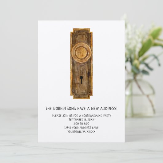 引っ越し祝いパーティーパーティの招待状付きドアノブ 招待状 (スタンド正面)