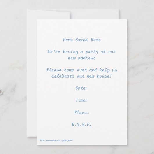 引っ越し祝いパーティーパーティの招待状家畜 招待状 (裏面)