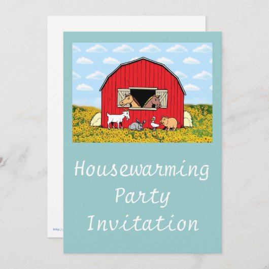 引っ越し祝いパーティーパーティの招待状家畜 招待状 (正面/裏面)