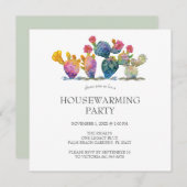 引っ越し祝いパーティーパーティの招待状水彩サボテン 招待状 (正面/裏面)