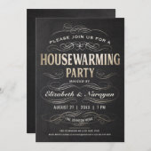 引っ越し祝いパーティーパーティの招待状金箔 招待状 (正面/裏面)