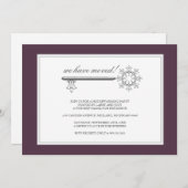 引っ越し祝いパーティーパーティの招待状{パープル} 招待状 (正面/裏面)